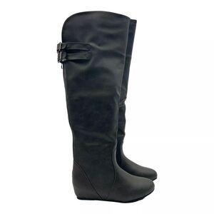 Brinley Co Angel Knee High Boot Faux Leather Grey US Women's 6